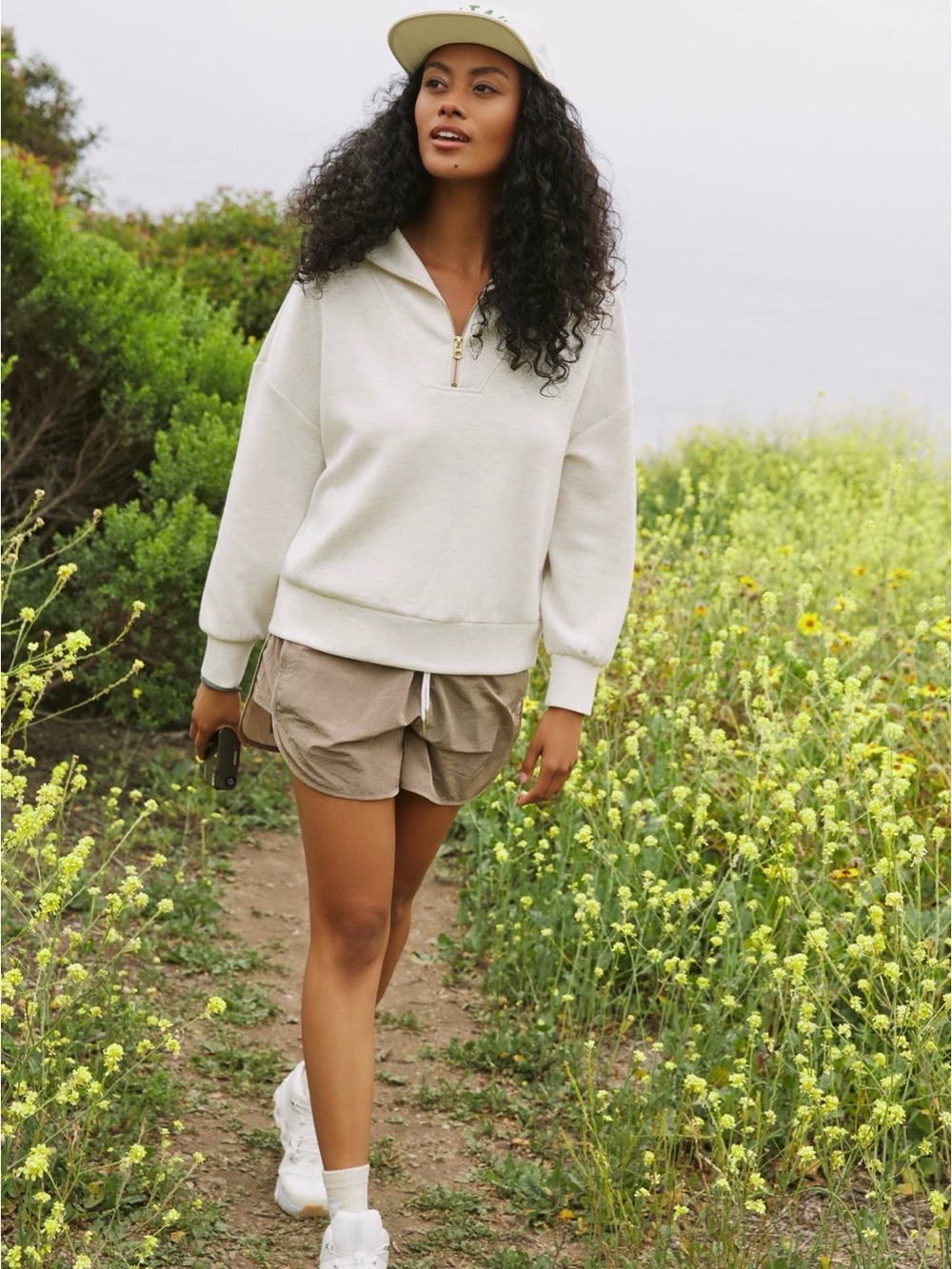 Varley Hawley ivory marle half zip